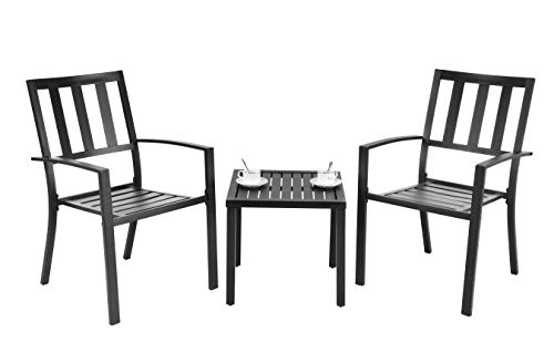 Emerit Outdoor Metal Square Patio Bistro Side End Table,Black #TOP4