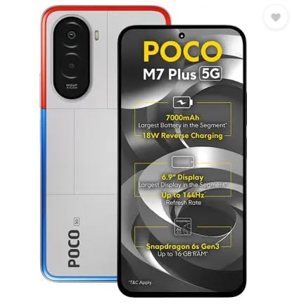 POCO M7 Plus 5G, Chrome Silver (6GB, 128GB) view 1