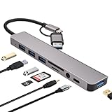 ✅【Hub USB C 8 en 1】Avec cet USB A et USB C vers USB3.0*1+USB 2.0*3+SD/TF+Audio 3,5 mm+station d'accueil USB C, vous pouvez convertir votre USB A ou Les appareils connectés USB C s'étendent sur plusieurs ports. Le port de chargement de type C est équipé d'une puce super intelligente avancée et prend en charge une puissance de transmission PD maximale de 100 W, adaptée au bureau, aux divertissements et aux voyages d'affaires.