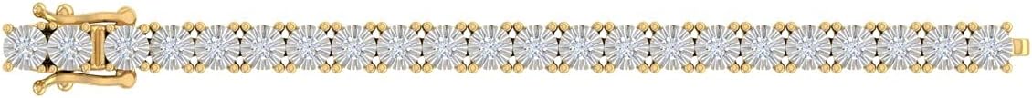 1/2 Carat Natural Diamond Box Chain Tennis Bracelet for Women in 10K Gold (7.25 Inch) (I2I3 Clarity)