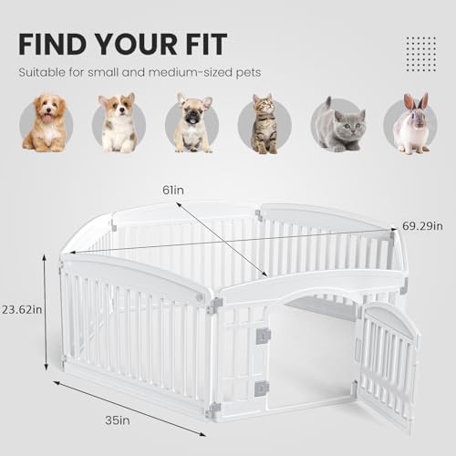 Image of Sweetcrispy Dog Playpen, Plastic Puppy Pet Fence, 24 Inch 6 Panels