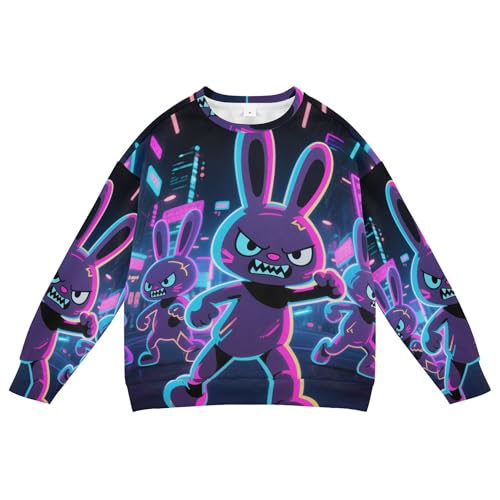 Wudan Neon Bunny Group Kids Boys Sweatshirts Hoodies Long Sleeve Tops Clothing Shirts