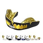 OPRO Instant Custom-Fit Mouthguard – Dentist Level Gum Shield Adult and Kids – OPRO Mouth Guard Boxing and MMA, Self-Fit Gum Shield Rugby – Maximum Protection with Dental Warranty (Black/Gold/Gold)