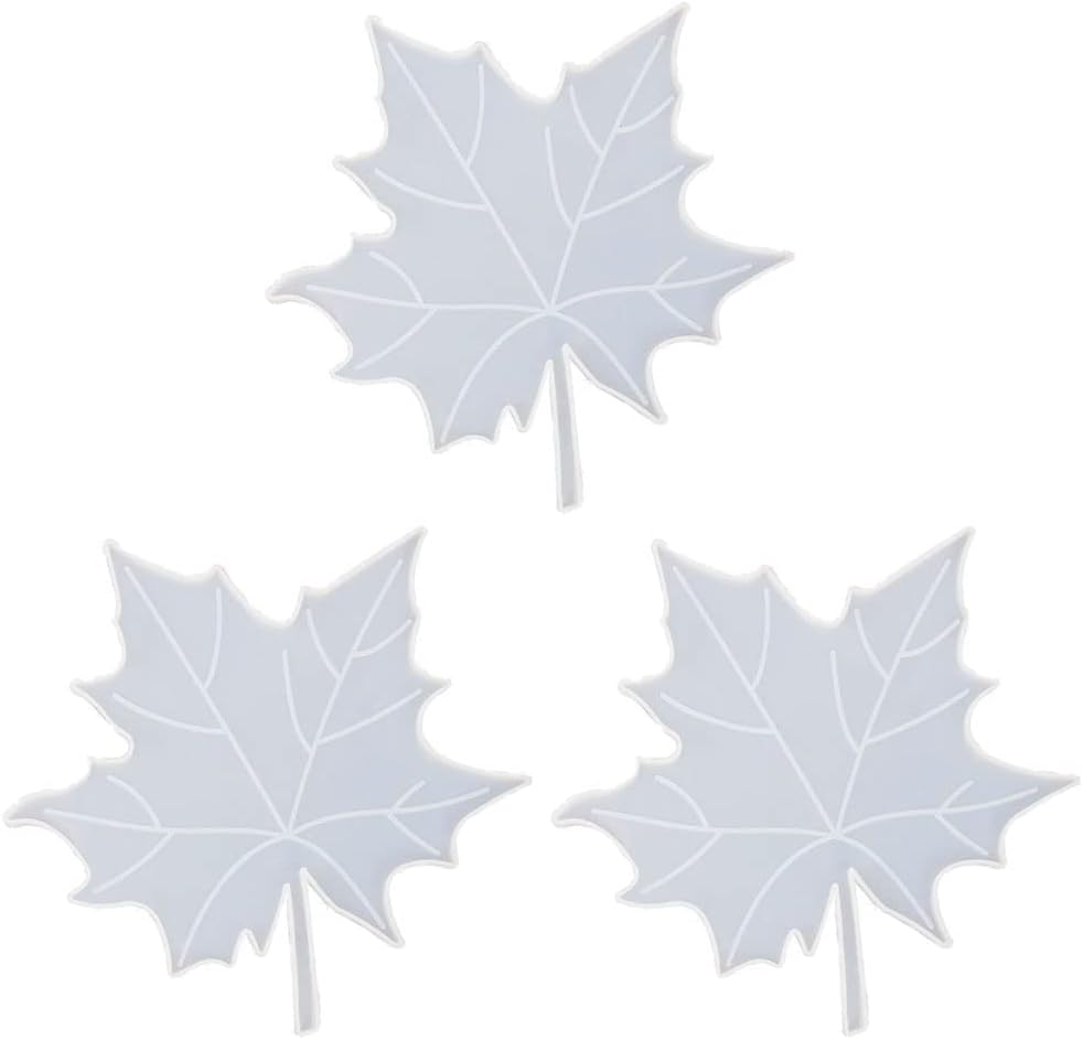3X Fall Leaf Mould Coaster Silicone Mould for Thanksgiving Cup Mats Decor Silicone Molds Epoxy Resin Cup Mat Mold, as the picture shows