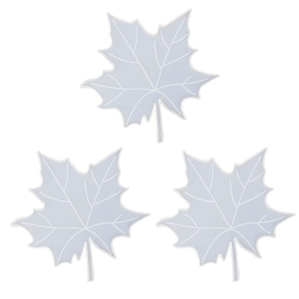 BWANGIAO 3x Fall Leaf Mould Coaster Silicone Mould for Thanksgiving Cup Mats Decor Silicone Molds Epoxy Resin Cup Mat Mold