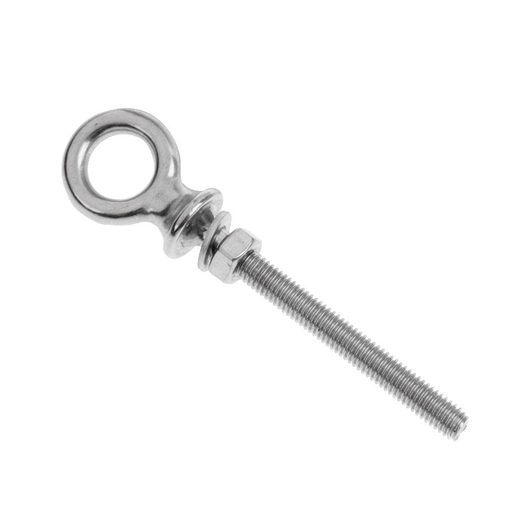316 Stainless Steel Long Lifting Eye Bolt with Nut and Washer M6 x 60mm