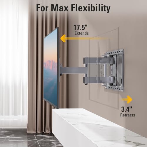 Image of Mounting Dream TV Wall Mount for 32-65 Inch Television,Mount with Swivel and Tilt, Full Motion Bracket with Articulating Dual Arms, Fits 16inch Studs, Max VESA 400X400 mm, 99lbs, MD2581