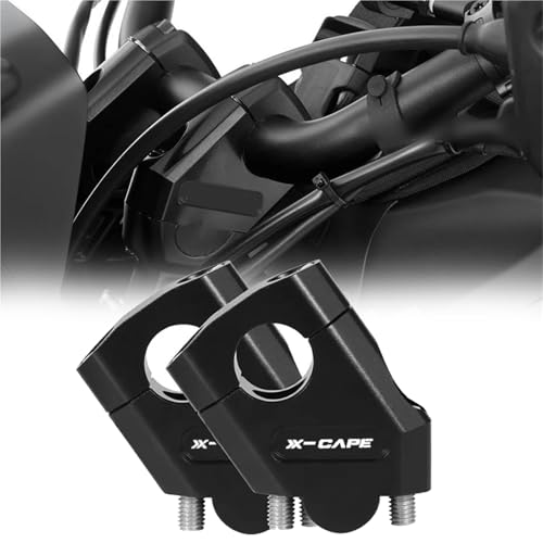 Morsetti di sollevamento manubrio: il design ergonomico dei nostri riser manubrio per motociclette ha un effetto notevole sulla, offrendo relax e comfort durante i lunghi viaggi. Sollevando il manubrio, la posizione di seduta diventa più eretta, offrendo una migliore panoramica della situazione del traffico e contribuendo alla sicurezza. morsetto manubrio