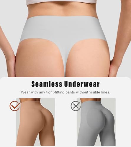 Image of DEANGELMON Seamless G-string Thongs for Women - No Show Thong Underwear Low Rise Stretch Panties Workout Pack