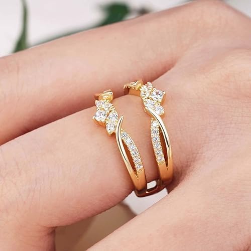 Enhancer Guard Wrap Rings for Women's 925 Sterling Silver Engagement Proposal Ring 14k White Gold Finish