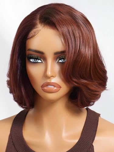 Beauty Forever Side Part Bob Wig Human Hair Auburn Ginger