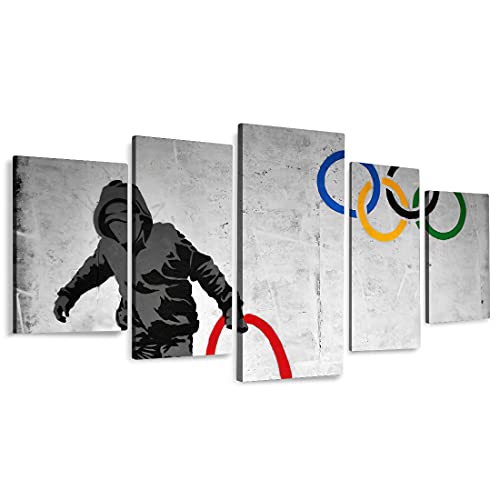 Banksyバンクシーアートパネル 5枚セット飾り絵 ポスター 消えた5輪』ストリートグラフィティ芸術壁掛けアート アートフレーム モダン アートボード 絵画 印刷された インテリア部屋飾り 壁掛け(Dスタイル)
