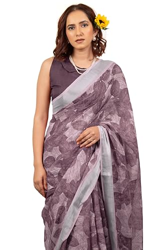 Image of MIRCHI FASHION Saree for Woman Cotton Blend Printed | Traditional Ethnic Sari for Ceremonial Use and Farewell with Blouse Piece