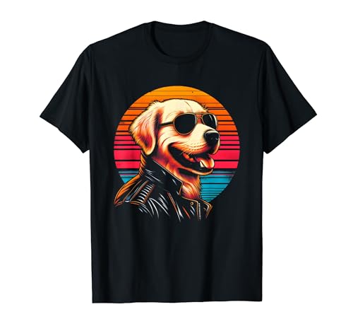 Golden Retriever Retro Sunset, amante de la raza Goldie vintage Camiseta