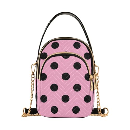 susiyo Black Polka Dot Pink Small Crossbody Bags Shoulder Bag for Women Multi Zipper Stylish Ladies Messenger Bags Phone Purse Handbag Wallet