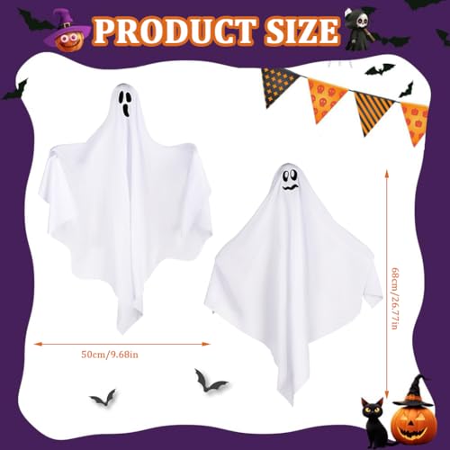Halloween Outdoor Decoration, 2PCS Hanging Ghosts with Hanging Ghosts, for Halloween, Patio, Carnival, Tree, Porch, Patio, Lawn, Front Garden