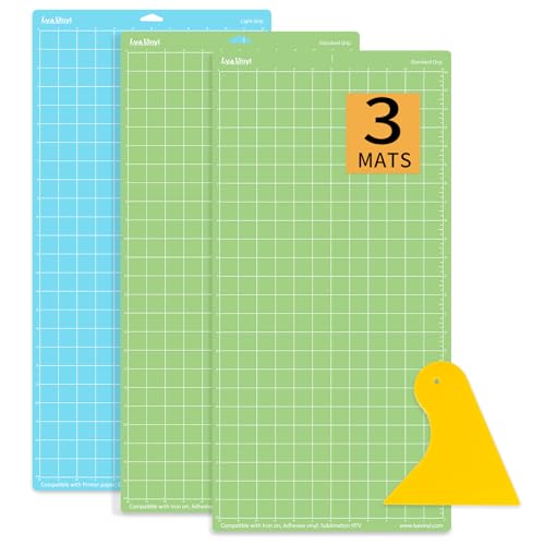 Cutting Mats for Cricut - Lya Vinyl 3 Pack Variety Cutting Mats 12x24 inch, Cutting Mats (2 x StandardGrip, 1 x LightGrip) for Cricut Explore Air Series, Cricut Accessories