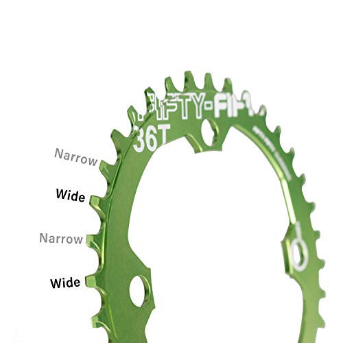 Fifty-Fifty Round 104Bcd Chainring, 30T 32T 34T 36T Narrow Wide Mountain Bike Chainring, Single Chainring For 9/10/11-Speed With 4 Alloy Chainring Bolts For Mtb (30T, Round Green) #TOP1