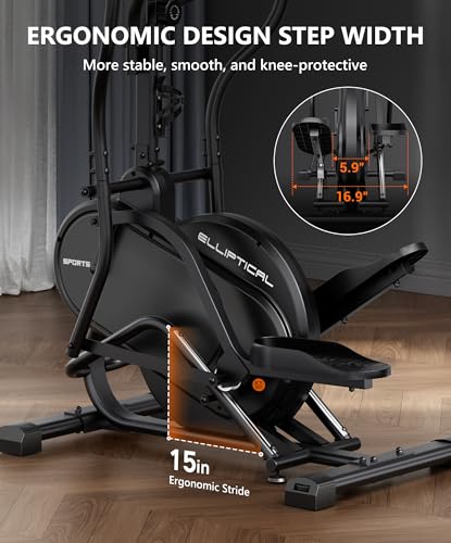 Image of THERUN Elliptical Exercise Machine, Cardio Climber Elliptical Machine for Home, Stair Stepper Elliptical Training Machines w / 13LBS&18LBS Flywheel, 16 Levels Resistance