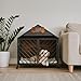 Relaxdays Hundekäfig für Zuhause, Industrial, HBT 73x70x53 cm, Hundemöbel mit Rollen, Zwinger, MDF, Stahl, braun/schwarz