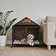 Relaxdays Hundekäfig für Zuhause, Industrial, HBT 73x70x53 cm, Hundemöbel mit Rollen, Zwinger, MDF, Stahl, braun/schwarz