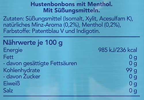 Wick Blau Hustenbonbons ohne Zucker ein tiefes Atemerlebnis dank Menthol und natürlichem Arvensis Minz-Aroma - 1er Pack (1 x 72 g)