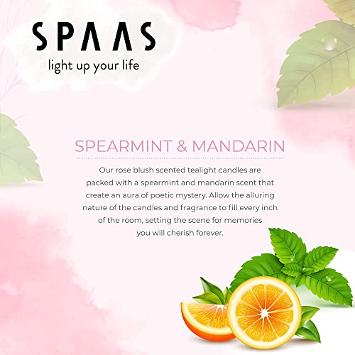 Spaas Scented Tea Lights Candles In Clear Cups - Spearmint & Mandarin Fragrance | Long Burning Scented Tealight Candles For Spa, Romantic Décor, Meditation, Dinner, And Home Décor | Pack Of 24 #TOP4