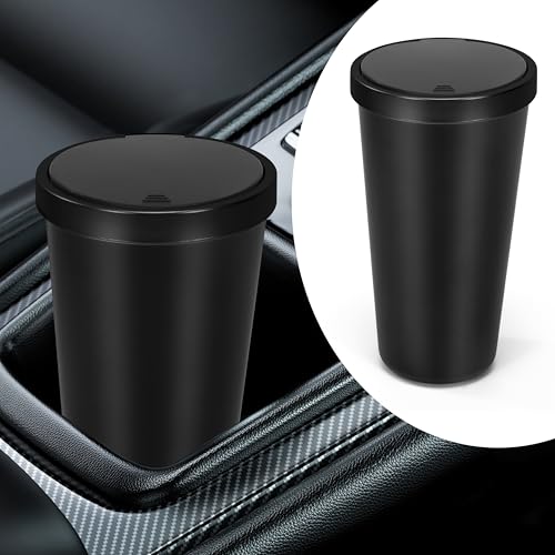 Rarihem Auto Mülleimer Mit Deckel - Tragbarer Abfalleimer Für Auto & Büro | Hängeeimer Schwarz