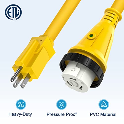 Image of Kohree 50 Amp to 15 Amp 110V RV Adapter Plug, 15 Amp Male to 50 Amp Female RV Power Adapter Cord 12 inch, RV Dogbone Electrical Adapter with Twist Lock Plug & LED Indicator