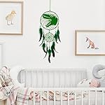 Basumee Dream Catcher for Kids Feather Dream Catchers Handmade Home Decor Wall Hanging with Double Ring for Nursery Bedroom Boys Room, Green Dinosaur - Image 3
