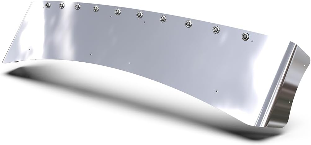 RealTruck RoadWorks | Aero Visor with (10) Amber/Clear Button Lights and Bezels for T680, T880, and W990 Trucks with Standup Sleeper (304) | N49046GBC