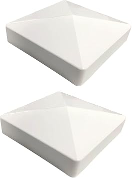 2 Pack Pyramid Style Fence Post Cap for 4" x 4" Fence - White PVC Cap