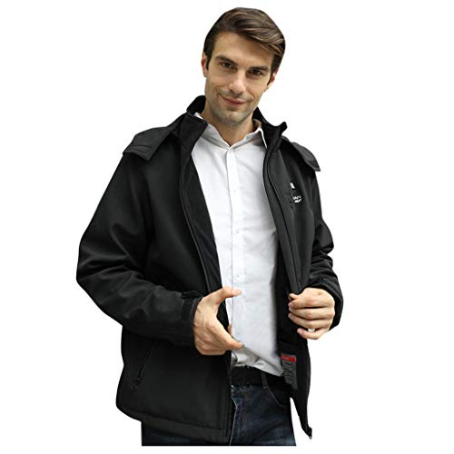FONMA Winter Men’s USB Electric Abdominal Back Heated Hooded Coat Jacket Temp Control