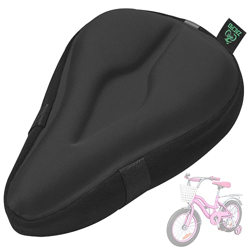 Zacro Gel Kids Bike Seat Cushion Cover for Boys & Girls, Anti-Slip Bike Seat Cover for Toddler, Breathable & Extra Soft Memory Foam Child Bicycle Saddle Padded with Reflective Strip, 9"x6"