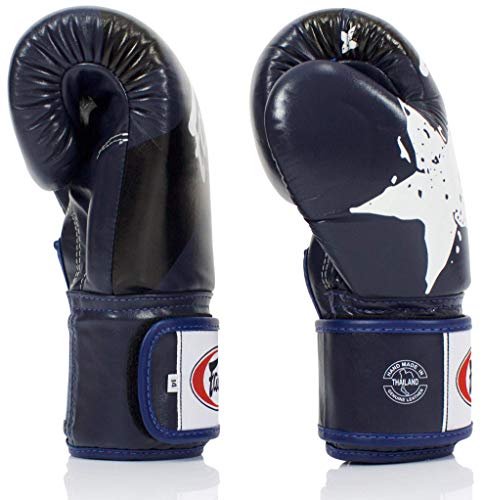Fairtex Muay Thai Style Training Sparring Gloves, 18 Oz, Blue/Black #TOP4
