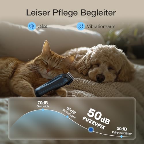 FuzzyFix Leise Hundeschermaschine Dichtes Fell, Profi Schermaschine Hund aus PC, Hunde Haarschneidemaschine Hunderasierer Tierhaarschneidemaschine Hundetrimmer für Dickes Lockiges Tierhaare,Blau