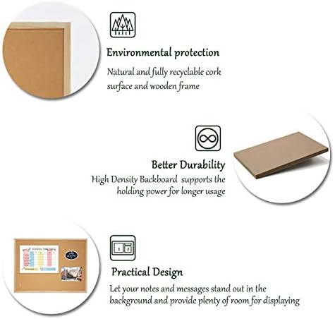 MEETMATE Cork Boards for Walls, 60x90 Wood Frame Pin Board Decorative Hanging Bulletin Board for Home and Office