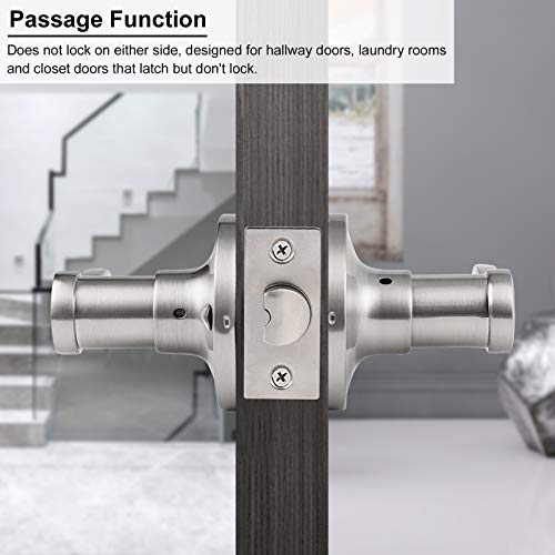 Door Knobs For Interior Door, Passage Door Handles For Hallway Closets Pantry, Satin Nickel Finish Wave Door Levers Euro Style Handleset, Door Knob Contractor Pack Of 1 #TOP5