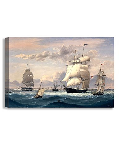 DECORARTS Fitz Henry Lane New York Harbor Canvas, Gallery Wrapped, 36x24