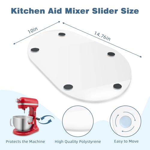 Image of Mixer Slider Mat for Kitchen Aid 6-8 Qt Bowl Lift Stand Mixer, Sliding Tray Mixer Sliders for Kitchenaid Mixer, Kitchen Aid Accessories and Attachments, Countertop Storage, Clear