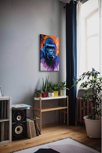 Tableau gorille fumant impression sur toile premium avec cadre