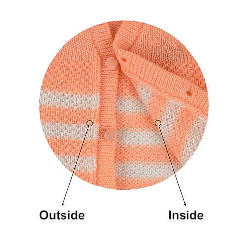 Image of Baby Girl's Soft Woolen Knitted Suit(Orange, 6 to 12 Months) 3 Pcs Set