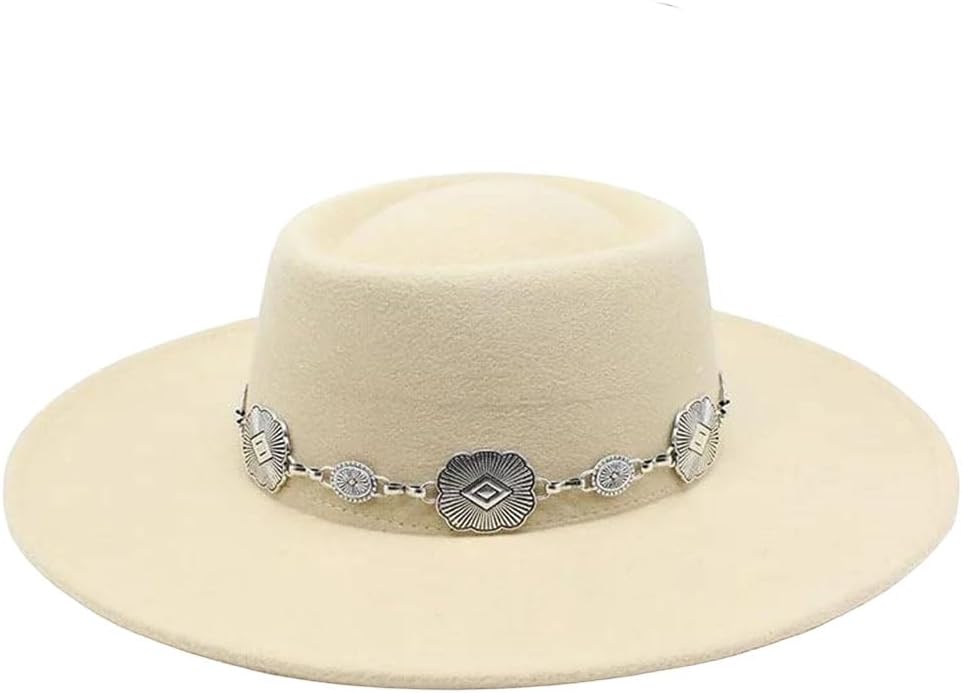 Women's British Style Fedora Hat Wide Brim Belt Band Felt Hat for Wedding Party