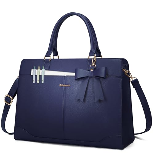 Sac cabas femme grand format bleu pour ordinateur 15.6 pouces en cuir PU