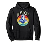 nasa space shuttle blast off 4th birthday retro ritratto felpa con cappuccio