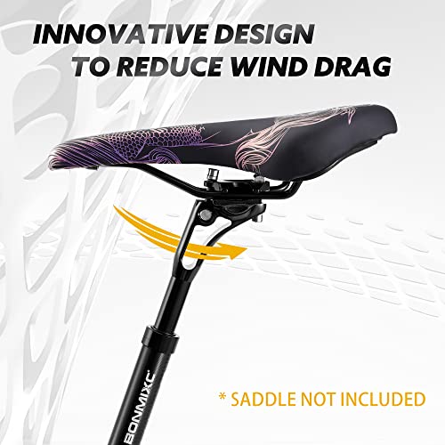 Bonmixc Suspension Seatpost 27.2 400Mm Layback, 440Lb Support For Larger Riders, Reduce Wind Drag, Anti-Slip Shock Absorbing Alloy Bike Seat Post, Adjustable Two-Way-Bolt Clamp #TOP3