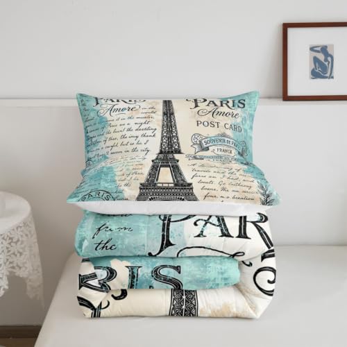 Image of Feelyou Eiffel Tower Comforter Girls Women Bedding Set Queen Size