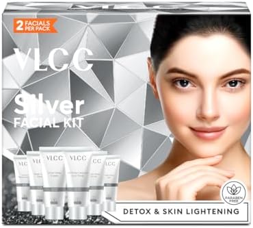 VLCC Silver Facial Kit - 60 g | Skin Purifying and Detoxing Facial. Excess Oil control. Helps balance pH & bright complexion. Silver Powder, Winter Cherry, Licorice Extract, Orange & Lemon Extract.