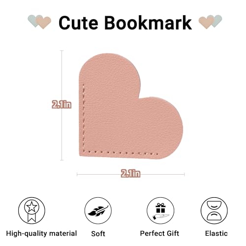 Yuoyar 30 Packs Leather Heart Book Marks for Reading Women - Cute Bookmarks for Book Lovers - Unique Gifts for Women (Solid Color)