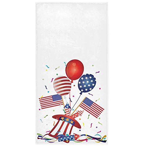 Balloons American Flag Hand Towels 4Th Of July Memorial Day Towel Soft Patriotic Uncle Sam Hat Kitchen Tea Towels Dish Washcloths Thin Guest Face Towel Bath Decorations Housewarming Gifts 16 X 30 In #TOP4